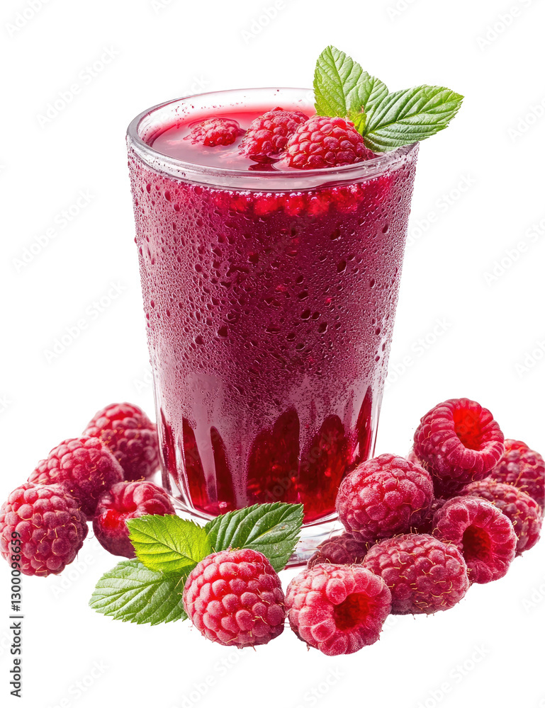 Fresh raspberry smoothie in glass, with berries Fresh raspberry smoothie in glass, with berries