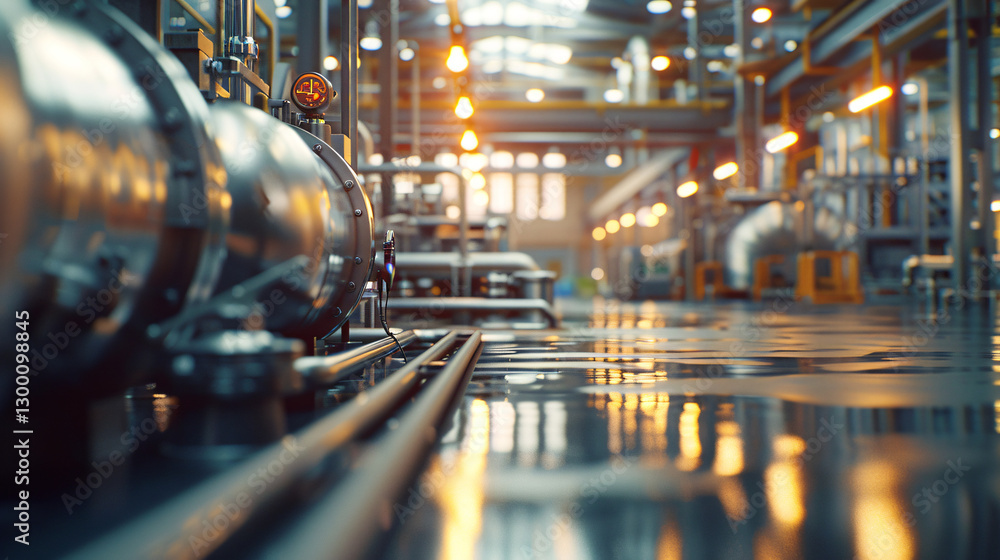 custom made wallpaper toronto digitalA hyper-realistic scene of a modern industrial fuel tank with a sleek digital gauge in a high-tech factory yard