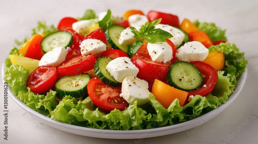 Vegetable salad with cheese. Healthy Eating. Tomato with spices, oil and cheese. Vegetable salad with cheese. Healthy Eating. Tomato with spices, oil and cheese.