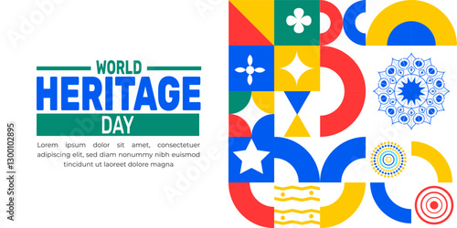 World Heritage Day. Holiday concept. suitable for placard, background,Greeting Card, Poster design template with text inscription, standard Social Media Post.