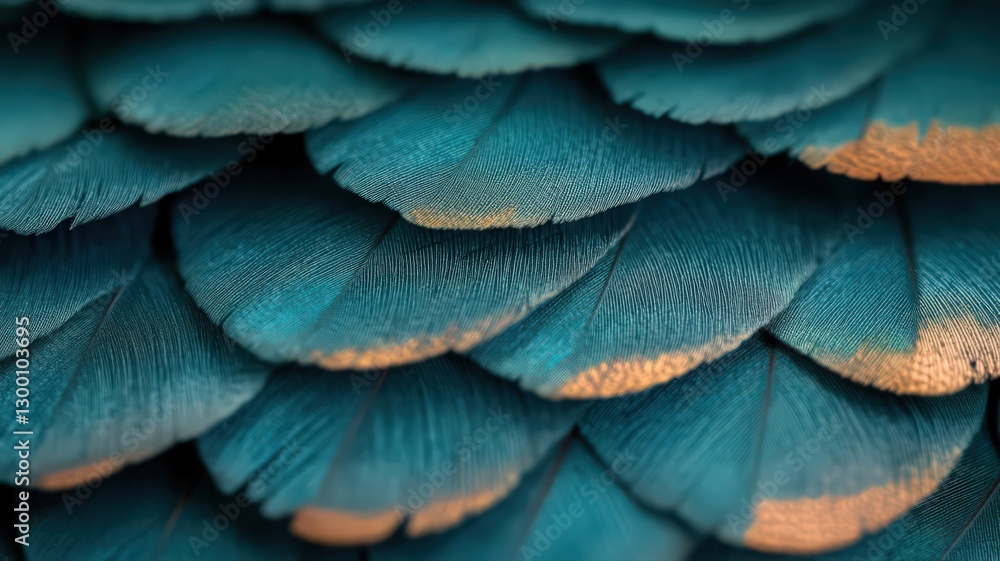 Obraz premium Teal and Orange Bird Feathers Close-Up Texture