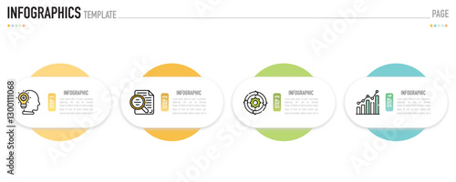 Origami circular infographic template or element with 4 step, process, option, colorful circle, paper cut origami, icons, gradient color, column, funnel for sale slide, minimal modern simple style