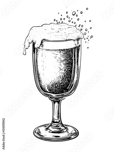 Enjoying a refreshing beverage in a decorative glass with foam and bubbles during a social gathering