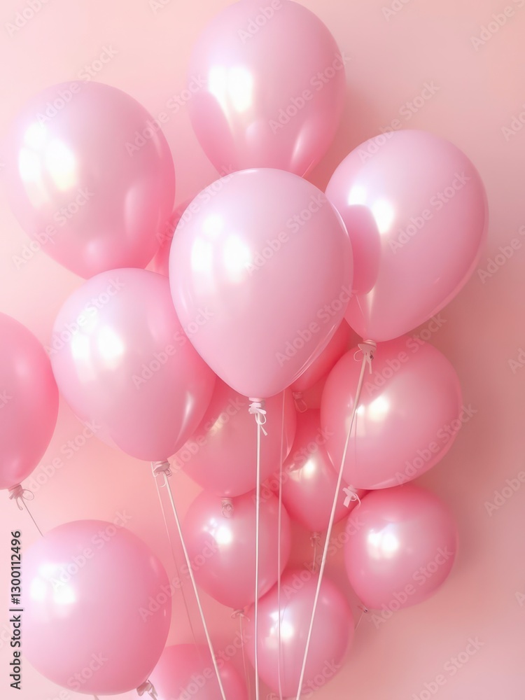 Shiny Metallic Pink Balloons Floating Against a Gentle Pastel Background for a Soft and Elegant Vibe Shiny Metallic Pink Balloons Floating Against a Gentle Pastel Background for a Soft and Elegant Vibe