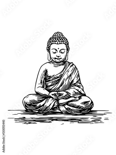 Serene Buddha statue in a meditative pose reflecting tranquility and peacefulness in a minimalist style
