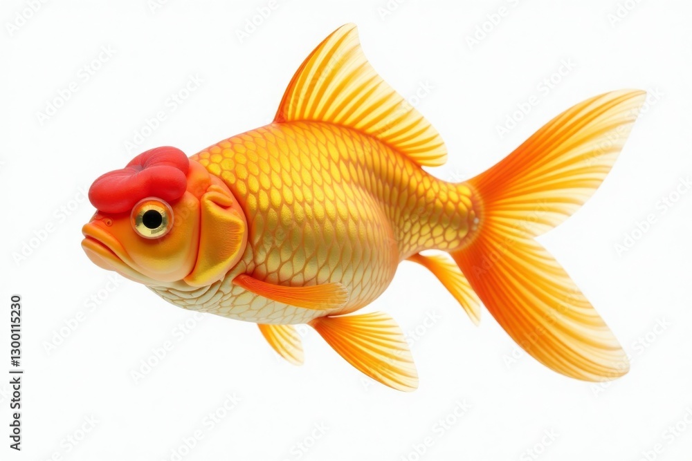 Orange goldfish with detailed fins, isolated on white background. Orange goldfish with detailed fins, isolated on white background.
