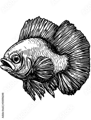 Detailed illustration of a betta fish showcasing vibrant fins and distinct features typical of aquatic life