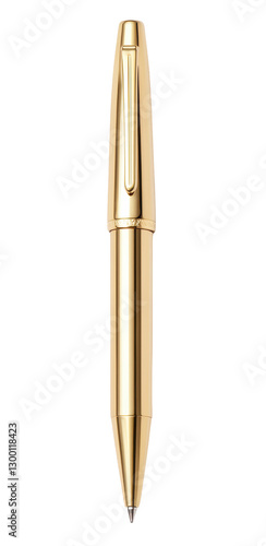 Luxury gold ballpoint pen with a sleek and elegant design. A premium writing instrument for professionals and collectors. Isolated on transparent background, png.