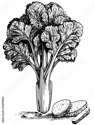 Fresh celery with round crackers on a simple wooden surface arranged for a healthy snack