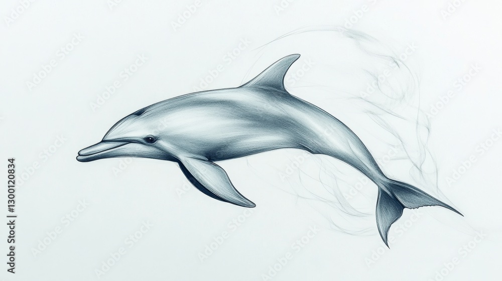 Minimalist dolphin outline ocean digital art bright white background side view minimalism Minimalist dolphin outline ocean digital art bright white background side view minimalism