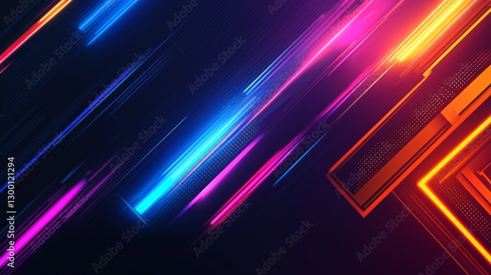 Fototapeta premium Dynamic neon arrows dark background digital art futuristic environment close-up view visual impact