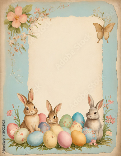 Charming Easter Design with Bunnies and Eggs