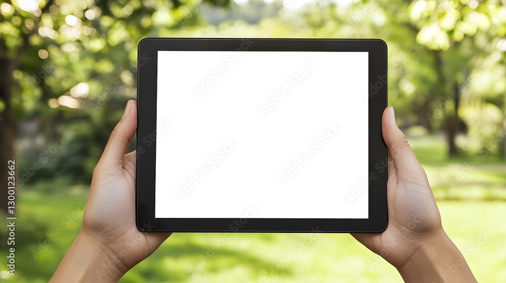 Mock up close-up holding tablet with blank tablet Mock up close-up holding tablet with blank tablet