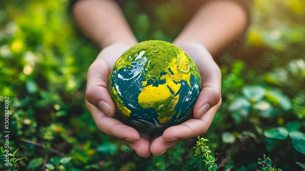 A person holding the Earth in their hands, symbolizing care and protection for the planet and environment A person holding the Earth in their hands, symbolizing care and protection for the planet and environment
