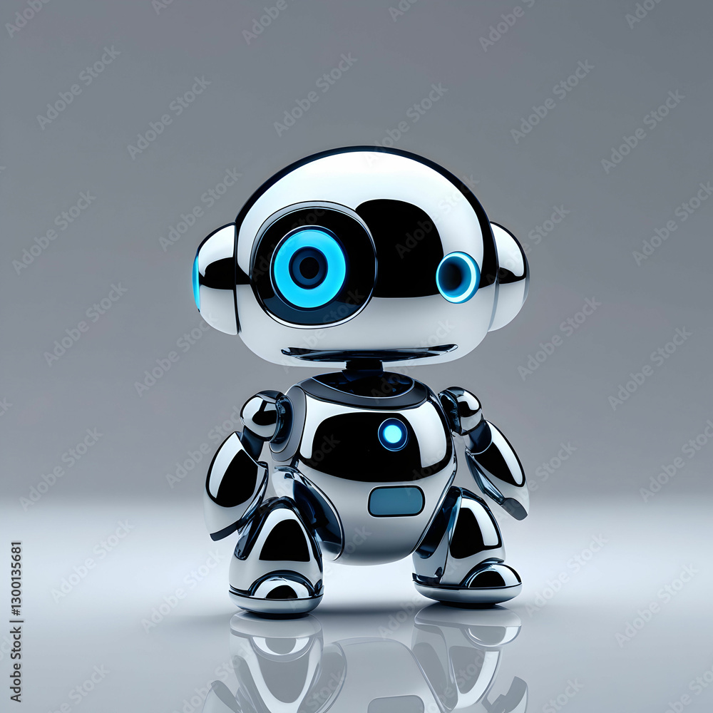Cute mini AI robot on a transparent background. Cute mini AI robot on a transparent background.