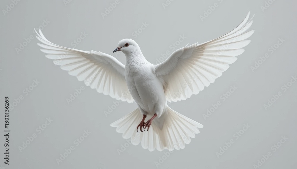 Elegant White Dove in Flight, Symbol of Peace Elegant White Dove in Flight, Symbol of Peace
