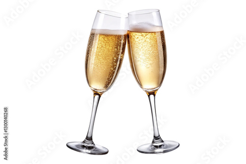 two glasses of champagne isolated on transparent background