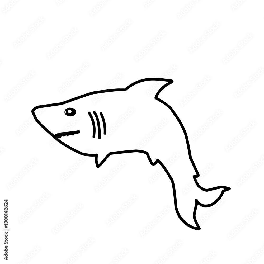 Fototapeta premium Shark Outline Vector 