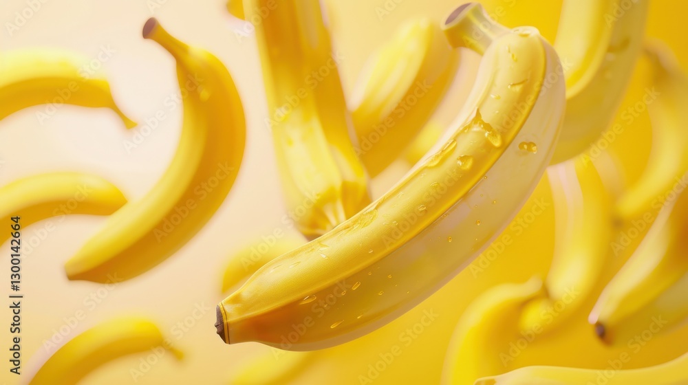 Floating Ripe Bananas – Playful and Fun Summer Background Floating Ripe Bananas – Playful and Fun Summer Background