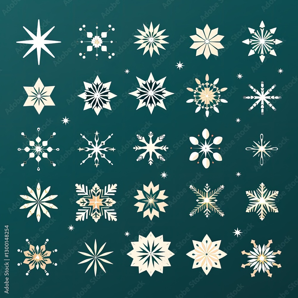 Christmas Snowflakes Scattered Across a Turquoise Backdrop Christmas Snowflakes Scattered Across a Turquoise Backdrop