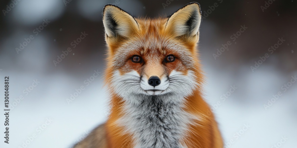 Red fox standing in snowy forest during winter Red fox standing in snowy forest during winter
