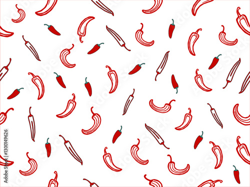 Red chili pepper. seamless pattern with peppers. chili pattern Background. vintage chili background. pepper pattern background. chili doodle pattern background. hot chili pattern. 