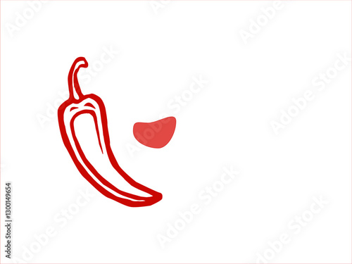 hot chili pepper. Red chili pepper hand drawn illustration. Vibrant red chili pepper illustration. Hand drawn red chili pepper. Red chili pepper doodle.