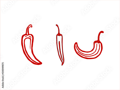 hot chili pepper. Red chili pepper hand drawn illustration. Vibrant red chili pepper illustration. Hand drawn red chili pepper. Red chili pepper doodle.