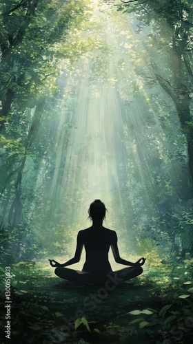 Woman Meditating in Forest