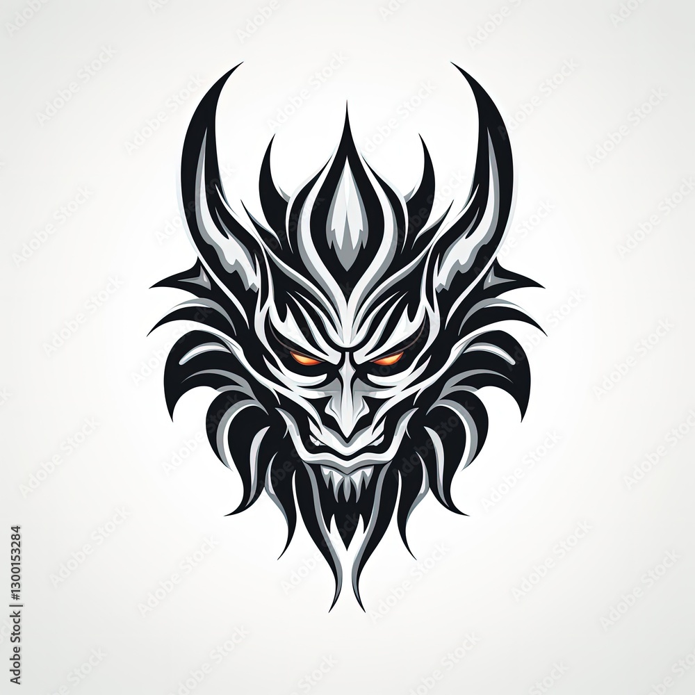 Naklejka premium Dark Horror-Themed Vector Demon Logo Design