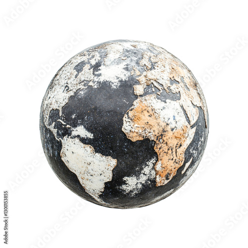 Weathered Earth Globe Showing a Distressed World