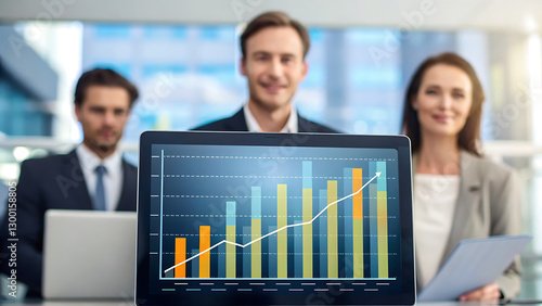 Obraz w ramie financial inclusionrising graph showcasing correlation between business growth and performance metrics