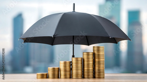 Wallpaper Mural financial inclusionSymbolic depiction of regulatory umbrella sheltering stacks of coins, representing financial protection and growth Torontodigital.ca