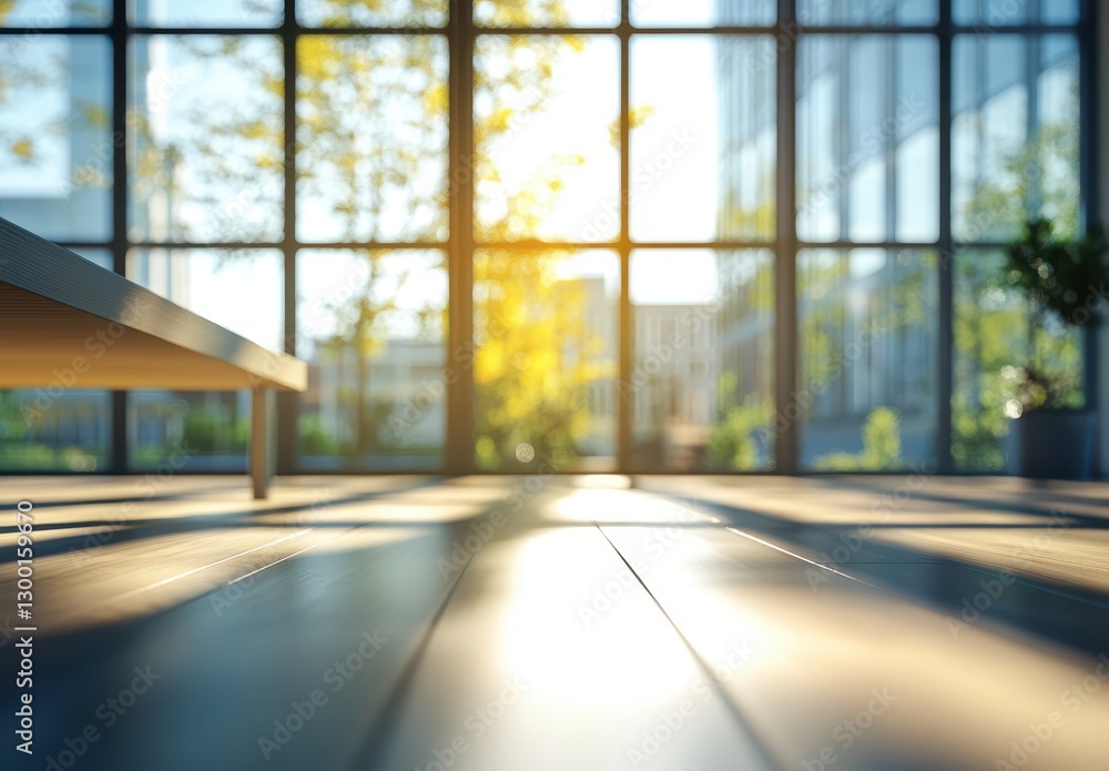 Bright and Airy Interior with Large Windows and Sunlight Streaming Through for Warm and Inviting Ambiance in Modern Space Bright and Airy Interior with Large Windows and Sunlight Streaming Through for Warm and Inviting Ambiance in Modern Space