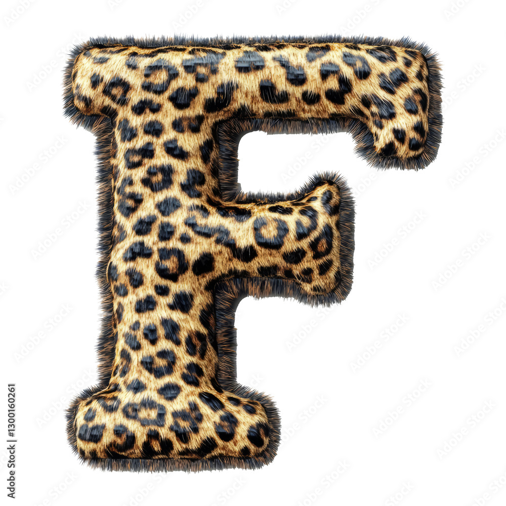 3D Leopard Print Letter F Animal Print Font Realistic Fur Texture Alphabetical Character 3D Leopard Print Letter F Animal Print Font Realistic Fur Texture Alphabetical Character