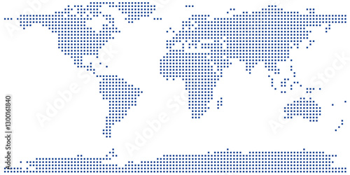 Fototapeta Naklejka Na Ścianę i Meble -  Simplified world map with blue square grid