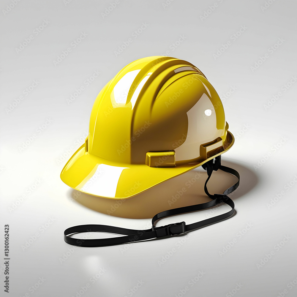 Fototapeta premium A yellow safety construction helmet isolated on a white background.