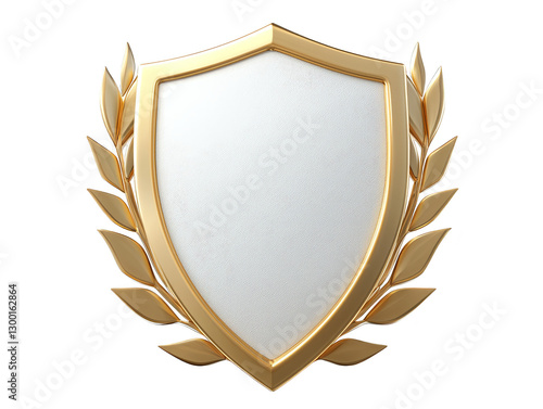 Golden shield with white inlay, a symbol of protection, security, and strength majestic