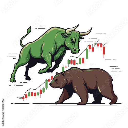 Bull vs bear illustration