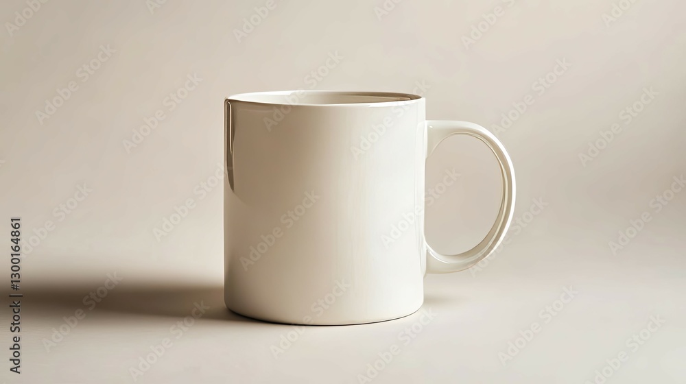 Fototapeta premium Simple White Mug: Minimalist Ceramic Cup, Clean Design