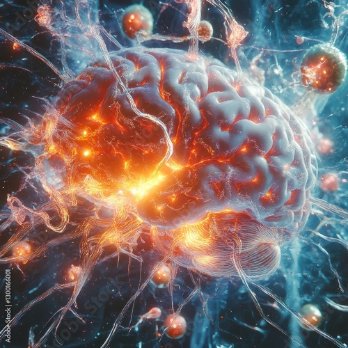 Wallpaper Mural Neural network: visualizing brain energy and electrical impulses Torontodigital.ca