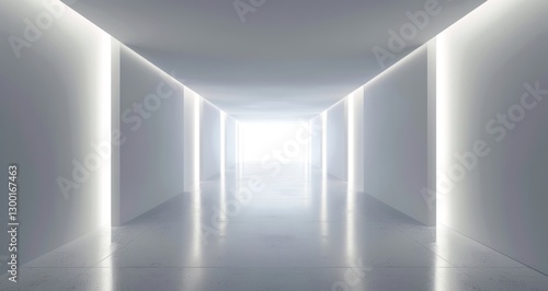 Dark interior background room hall corridor walk way white gray structure building sunlight shine glowing minimal indoor.