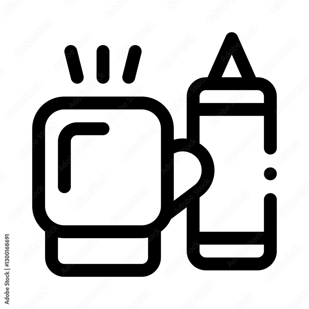 Boxing Gloves & Punching Bag line icon Boxing Gloves & Punching Bag line icon