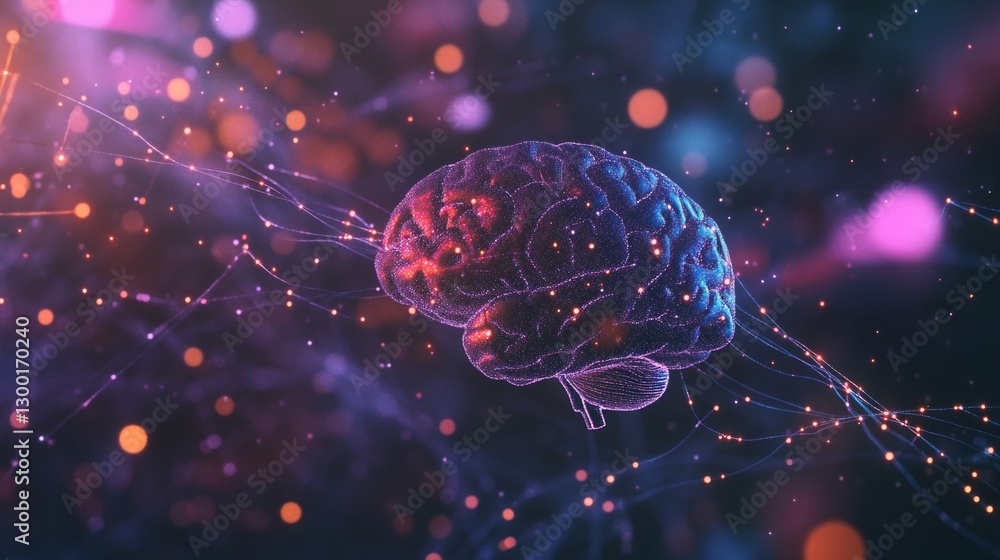 Neural network visualization in a vibrant digital brain with glowing synapses Neural network visualization in a vibrant digital brain with glowing synapses