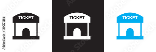 Ticket office icon. Isolated on white and black background. Vector illustration. EPS 10