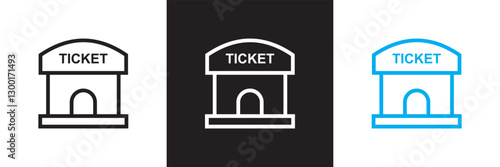 Ticket office icon. Isolated on white and black background. Vector illustration. EPS 10