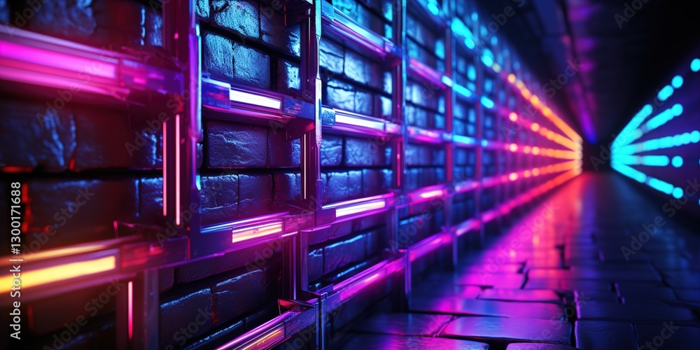 Fototapeta premium futuristic neon glow in cyberspace - abstract 3d 