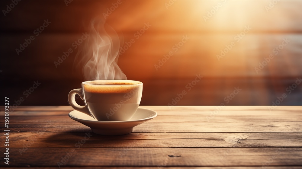 Latte Coffe mug on wooden table with copy space for text. Generative ai Latte Coffe mug on wooden table with copy space for text. Generative ai