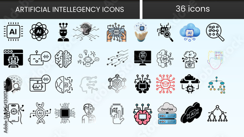 set of icons for artificial intelligence 