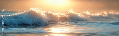 Wave in the ocean at sunset travel concept copy space photo